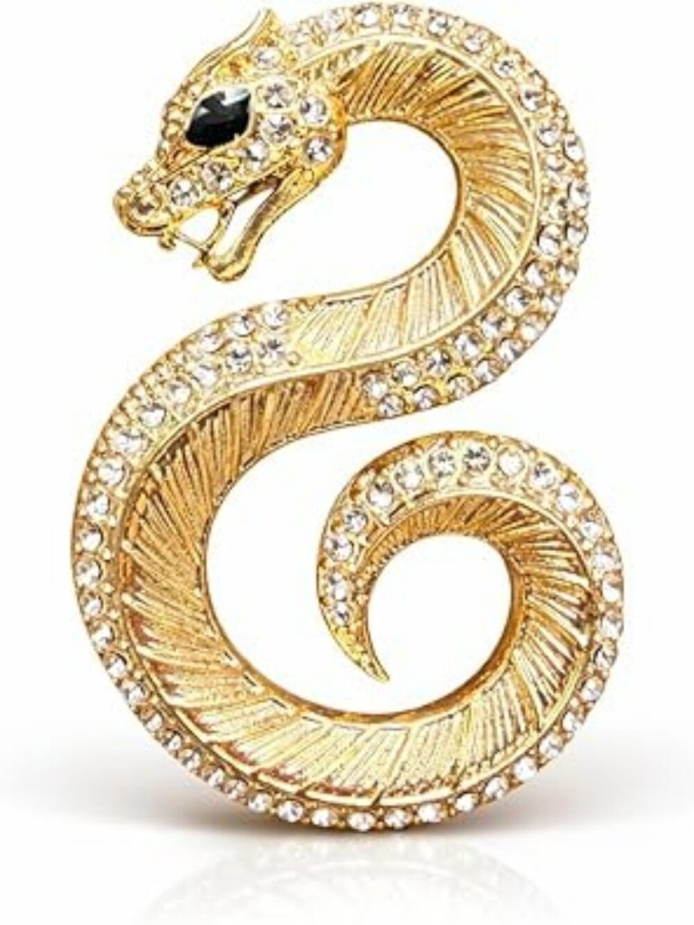 Gold Snake Brooch Gothic and Nature-Inspired Jewelry Pin – Elegant Serpent